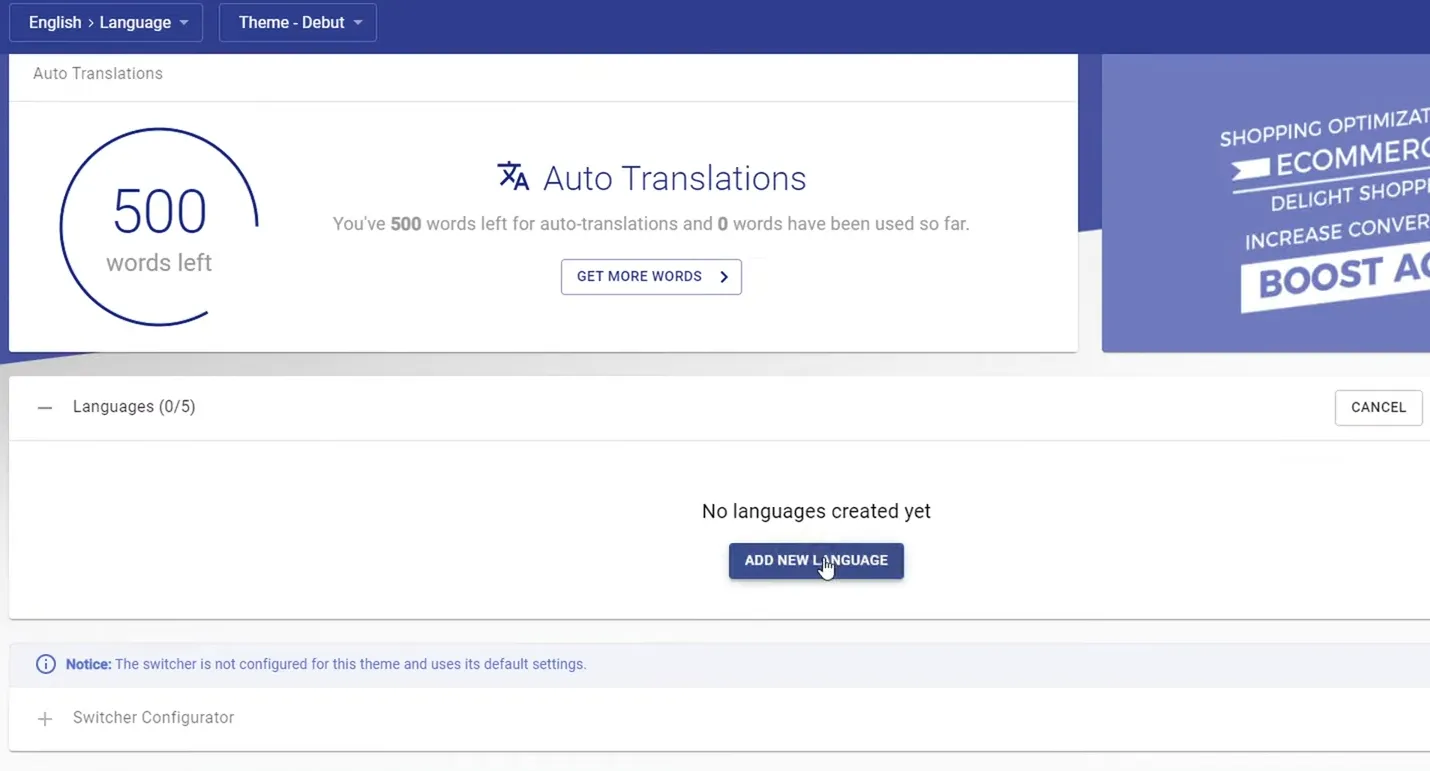 Step 4: Click Add new languages